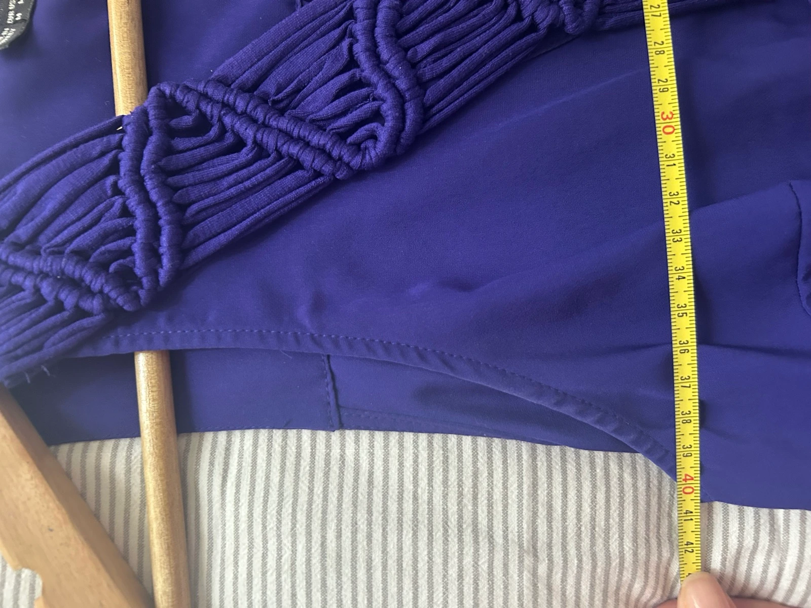 Vestido recto veraniego azul Zara Basic con macramé y flecos – Talla M – photo 8